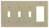 Bryant Electric NP326I Wallplate, Nylon, Standard Size, 4-Gang, 3 Toggle, 1 Decorator/GFCI, Ivory [並
