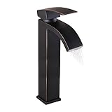 Wovier Oil Rubbed Bronze Waterfall Bathroom Sink Faucet,Single Handle Single Hole Vessel Lavatory Fa