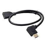 HDMI 延長コード、0.15m、0.5mコード、4k / 1080P 延長コード、1.4オス-メス90度上下L型、高速変換4K 60Hz (0.5m 向左)