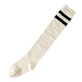 (靴下屋)kutsushitaya キッズラインニーハイソックス19〜21cm オフ＋クロ