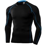 [アルメデス] コンプレッション メンズ オールシーズン インナー アンダーシャツ 長袖 丸首 シャツ tシャツ AR56 XL ブラック(スカイ)