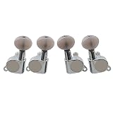 Musiclily L2+R2 ウクレレペグ 4弦 ウクレレ用、 クロームホワイトパールボタン