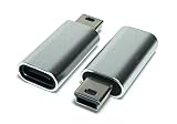 Access 【2個セット】 USB Type C (メス) to Mini USB (オス) アダプタ シルバー ケーブル接続 コンバーター タイプＣ から ミニUSB EC18SV-2P