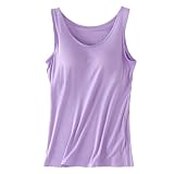 [ＫａｒｌｙＳｈｏｐ　ｉｍｐｏｒｔ] カップ付きインナー ブラトップ タンクトップ キャミ レーヨン さらさら ブラ内蔵 大きいサイズ ストレッチ rr4 L タンクトップ：purple