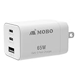 Mobo モボ(Mobo) 充電器 65W 3ポート Type-C USB-A PD Power Delivery 3.0 急速充電 GaN 窒化ガリウム 折り畳み式 コンセント プラグ PSE適合 ホワイト AM-PDMGAN65W-WH