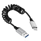 CY ケーブル USB 3.0 タイプ A オス - USB-C タイプ C オス ストレッチ コイル ケーブル 100cm 延長 5Gbps ディスク フォン カメラ データ用