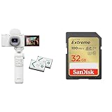 SONY(ソニー) コンパクトデジタルカメラ VLOGCAM Vlog用カメラ ZV-1II シューティンググリップキット ウィンドスクリーン付属 ズームレンズ ホワイト ZV-1M2G W + 【 サンディスク 正規品 】 SDカード 32GB SDHC Class10 UHS-I U3 V30 SanDisk Extreme SDSDXVT-032G-GHJIN 簡易デザインパッケージ