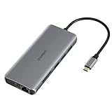 CHOETECH USB-C ハブ マルチディスプレイ 12in1 PD 100W 拡張 ミラーモード 高速データ転送 HDMI VGA USB 2.0 USB-C Micro SD 3.0 12 in 1 4K 30Hz 1080p 60Hz 2020 Macbook Pro Air対応 1000Mbps 100Mbps 10Mbps RJ45 LAN HUB-M26-V