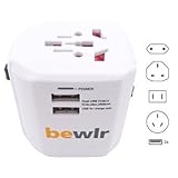 Worldwide Pro Travel Adapter - bewlr - 150 countries - International Plug - US UK EU AU - Dual USB C