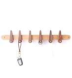 WUFENG ウォールマウントコートラック 無垢材 キー式コートラック 6フック 無垢材フック60cm ( 色 : Solid wood hook )