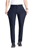 [BryQrvy] メンズ スラックス スーツパンツ 接触冷感 ストレッチ ノータック ビジネス パンツ ズボン 通勤 仕事着 ウォッシャブル 薄手 通気 春夏 春服 夏服 (ネイビー, 31)