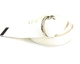 140センチ仕上げ ダブルリング ガチャベルト 32ミリ幅 コットン綿 キャンバス 男女兼用 日本製 ベルト (ホワイト) Wリングベルト