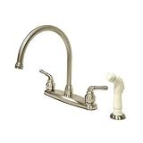 Elements of Design EB798 Magellan Goose Neck Kitchen Faucet with White Side Sprayer, 8-3/4 in Spout 