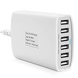 USB充電器高速60 WマルチポートUSB充電器6ポートUSBデスクトップ充電ステーションハブは、スマートフォン、iPhone、サムスン、ファーウェイ、アイパッド、デスクトップなどに適したPowerSmart技術を採用している