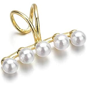 イヤーカフ レディース パール 片耳 ライン レディース 重ねづけ 人気 痛くない (ゴールド)