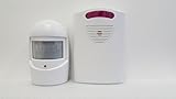 MaxWorks 70899 Wireless Long Range Security Motion Sensor with Home Base High/Low Volume 3 Chime Ind