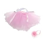 ノーブランド品　赤ちゃん　新生児　かぎ針編み　チュチュスカート　ヘッドバンド　寝相アート　写真撮影　小道具　2セット　ライトピンク