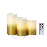 Set of 3 Ombre出ないワックス、キャンドルタイマーオプション使用可能、電池とリモート含まれ LC003712