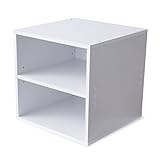 LOWYA （ロウヤ） 収納 キューブボックス 正立方体 棚付き 3段階調節 縦横使える 組み合わせ自由自在 幅39cm 単品 シェルフタイプ 収納BOX ホワイト おしゃれ 新生活