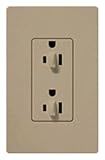 Lutron SCR-15-HDTR-MS Satin Colors 15-Amp Half Dimmable Tamper Resistant Receptacle, Mocha Stone [並行