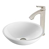 VIGO Flat Edged White Phoenix Stone Vessel Sink and Linus Vessel Faucet with Pop Up, Brushed Nickel 