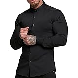 [Manatsulife] メンズ ビジネスシャツ ワイシャツ 長袖 レギュラーカラー トップス ノーアイロン ストレッチ (ブラック, S)