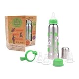 organicKidz Baby Grows Up Stainless Steel Bottle Set, 9oz - Green, Narrow Neck by organicKidz