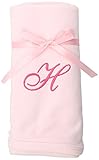 Princess Linens Embroidered Pink Initial Cotton Knit Blanket, H by Princess Linens
