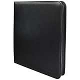 Ultra PRO - Vivid Black 12ポケット ジッパー付き PRO-BINDER アルバム 標準サイズカード用 最大480枚収納 サイドロード式 ブラック カードバインダー トレーディングカード 収納 保管 コレクション整理 カード保護 スポーツカード カードゲーム トレカ用品 コレクター向け ホビー用品 ファスナー付き カードファイル