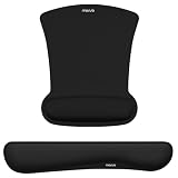 MOSISO マウスパッド & キーボードセット用 リストレストサポート、人間工学 滑り止めベース 家庭/オフィス用 痛み緩和 & 簡単タイピング パッド ネオプレン クロス &レイズドメモリーフォーム付き(ブラック)