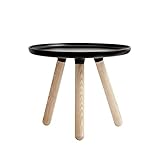 ZR- ラウンドスモールテーブル、リビングルームソファーサイド/コーヒーテーブル - コーナー/電話側 (色 : Black-50X42cm)