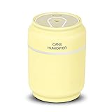 ミニ ポータブル　卓上 加湿器 (LEDライト ＆ USBファン付き), Sysmarts® 超音波式 コンパクト 車載用　間接照明　空気清浄器 (ムード ランプ ＆ 空焚き防止機能搭載)— 黄色 イ