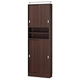 白井産業【SHIRAI】薄型壁面収納 天井突っ張り 本棚 飾り棚 引き戸 ピットフィット ダークブラウン 幅約75cm 高さ約233から254cmの天井に対応 【2梱包】 PTF-2375SDBDK PTF-2375SDBDK