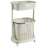 キャスター付きランドリーラック 幅48.5cm×奥行34cm 脱着式バスケット収納 日本製 ベージュ