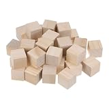 uxcell クラフト用ウッドブロック 未完成の木製キューブパイン ウッドスクエアブロック DIYクラフトプロジェクト用 3 cm 32個