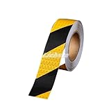 Liebste トラテープ 警告 黄×黒 10㎝幅 3M 反射トラ 安全表示 高輝度 車用ステッカー 危険表示 斜めトラ (黄×黒, 3m×10㎝)