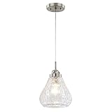 6309100 One-Light Indoor Mini Pendant, Brushed Nickel Finish with Clear Crackle Glass [並行輸入品]