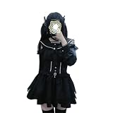 [WURHUDC] ブラウス シャツ 肩出し 地雷 リボン 病み かわいい 学生 学院風 長袖シャツ レース ロリータ フリル 量産型 地雷系 レディース トップス 日系 可愛い 森ガール サブカル 韓国風 通勤 通学 日常着 甘ロリスタイル 春夏秋 (JP, アルファベット, Free Size, ブラック)