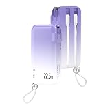 【2025新モデル＆新配色バージョン登場】モバイルバッテリー 10000mAh 大容量 3in1 コンセント一体型 折りたたみ式プラグ ACアダプター付 4台同時充電可能 PD 22.5W急速充電 2本ケーブル内蔵 デジタル残量表示 安全保護機能搭載 PSE認証 機内持ち込み可能 iPhone&Android対応（パープル）