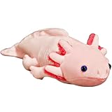 Lovehomily ソフトぬいぐるみ 動物のおもちゃ かわいいアホロートルのぬいぐるみ 45cm かわいいメキシコアホロートルの動物人形 シミュレーション恐竜 アンビストマのぬいぐるみ 動物モデル 誕生日プレゼントのおもちゃ 子供用 (ピンク)