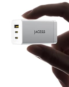 Jacess 65W PD Type-C USB急速充電器 GaNIV技術 3ポート 超軽量 極小型 3台同時充電