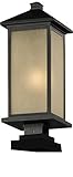 Z-Lite 548PHM-SQPM-ORB Vienna Outdoor Post Light with Oil Rubbed Bronze Finish and Glass Material [並