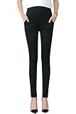 KINDOYO レディーズ 春 ファッション マタニティ パンツ オフィス 作業 オーバーバンプ 弾性ウエスト 妊娠中のロングパンツ, ブラック-タイトな足/XL