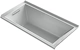 KOHLER 1121-LW-95 Underscore 60-Inch x 30-Inch Alcove Bath with Bask Heated Surface, Tile Flange, an