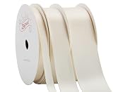 【Zofrud】アイボリー ダブルフェイス サテンリボン 3巻セット - 合計27メートル (6mm幅、16mm幅、25mm幅 x 9M) - 手芸、ギフトラッピング、ウェディングに最適