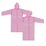 SONONIA 7-12歳　　子供　　ポータブル　　非使い捨て　　防水　　フード付き　　レインコート　　折り畳み式　　全2色 - ピンク