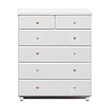 アルファタカバ ベビータンスシリーズ ブロッサムキャスター付きチェスト 80cm幅5段 ホワイト(クリスタルカラフル)