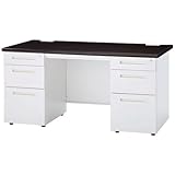 ODS-147-3L3R DB オフィスデスク 両袖机 W1400mm 3段左/3段右 天板：ダークブラウン