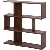 『S型』 ディスプレイシェルフ/本棚 3段 【ブラウン】 幅120cm 〔什器 書斎 オフィス〕【代引不可】 生活用品 インテリア 雑貨 インテリア 家具 収納家具 コレクションラック ディスプレイラック top1-ds-1951468-a