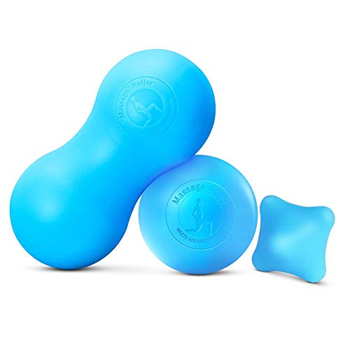 マッサージボール 筋膜 ボール2019最新版 KOOLSENトリガーポイント ストレッチボール 首 肩 背中 腰 お尻 太もも ふくらはぎ 足裏 筋膜リリース ヨガボール 自宅用 トレーニングルーム用 オフィス用 (3個セット ブルー)